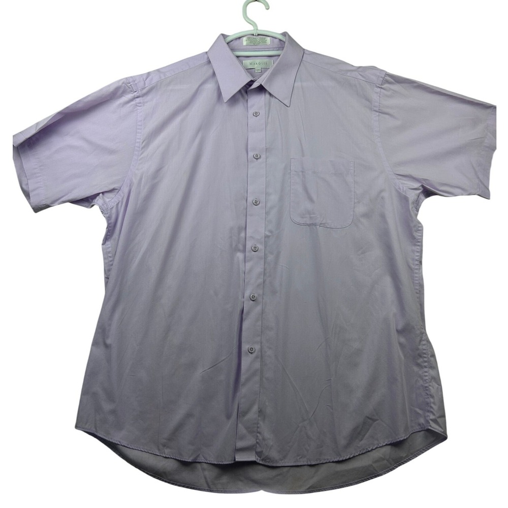 Marquis Men's Dress Shirt XL Light Purple Short Sleeve Button Down Business